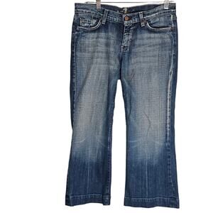 7 For All Mankind Dojo Cropped Denim Jeans 28-30 Capris Summer Mid-rise‎ Blue